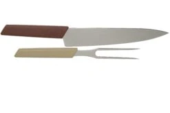 Victorinox Swiss Modern Cuchillo Para Trinchar Y Tenedor Para Carne, Rojo Y Beis -Bob Kramer Tienda VT6 9096 21G 02 victorinox
